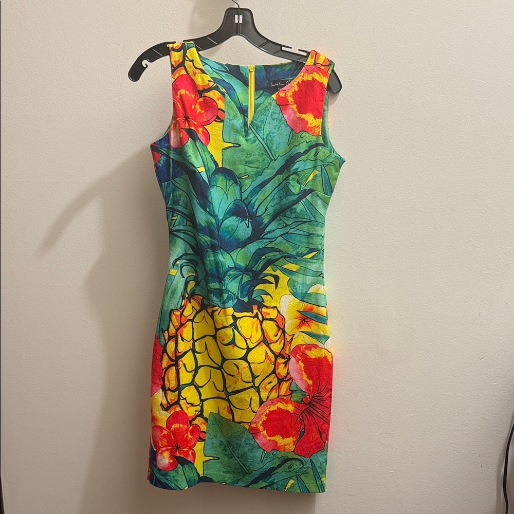 Tropical Print Sleeveless Dress